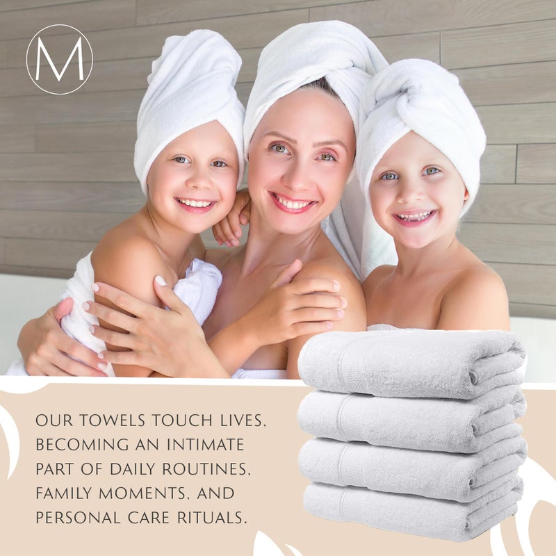 MAURA White Extra Large Turkish Cotton Luxury Bath Towels Set of 4. Ultra-Soft, Thick & Plush Towels for Bathroom - Pure White - Image 5